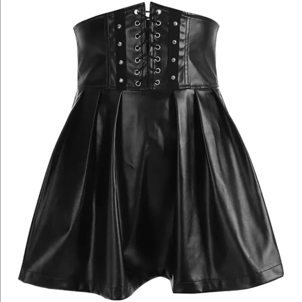 Gothic Halloween Collection Sexy Corset Tunic Leather High-rise Dress Skirt - Picture 3 of 9